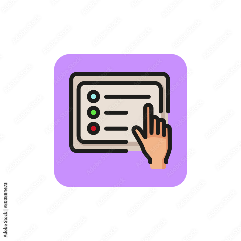 Poster icon of generating document. using tablet, editing file, organizer. technology concept. can be used 