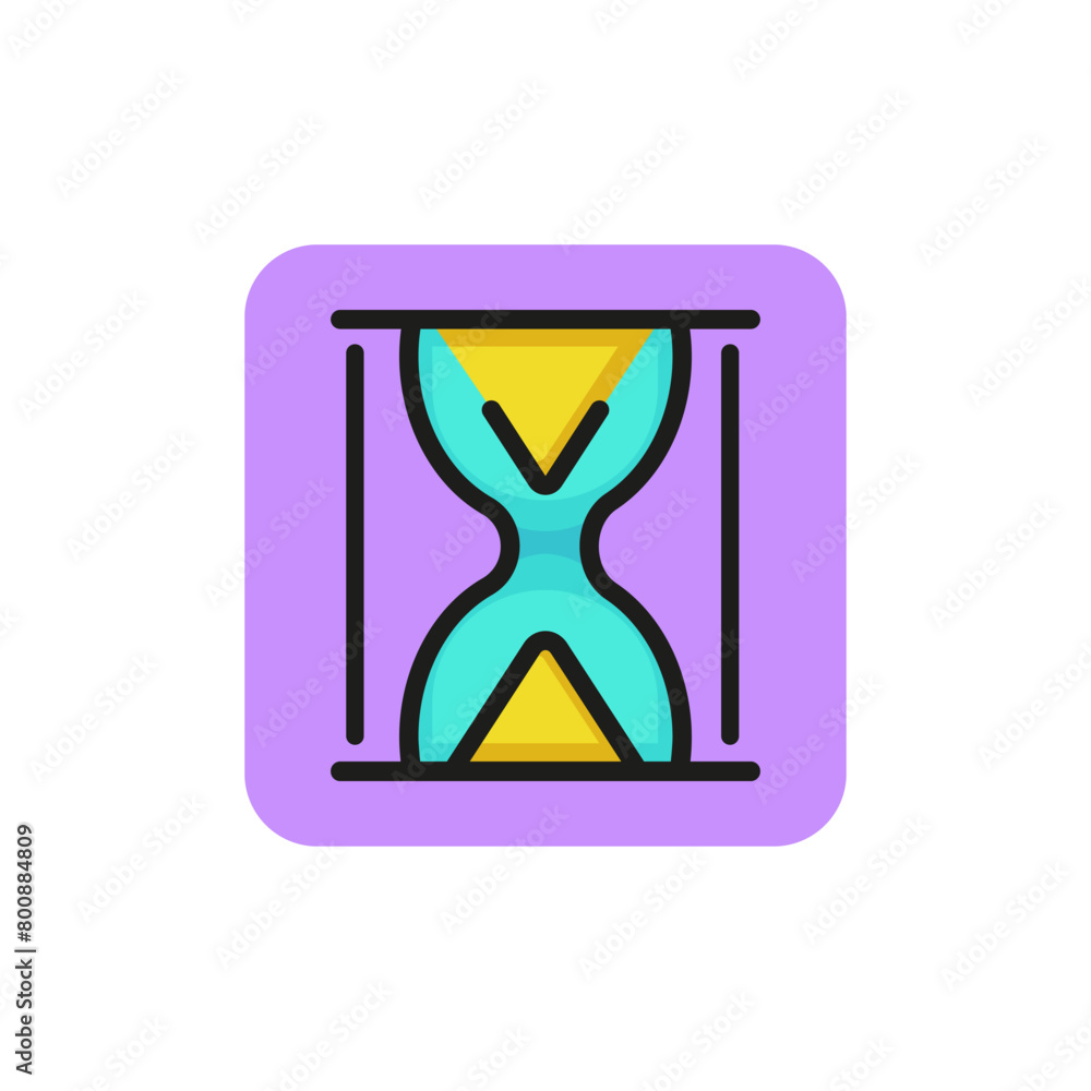 Poster line icon of hourglass. loading sign, deadline, countdown. time concept. can be used for topics like