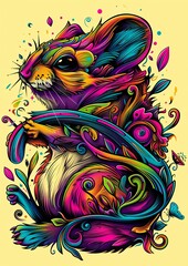 hamster colorful and psychedelic