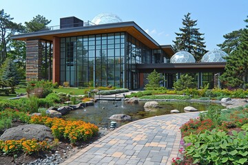Glistening Glass Domes: Innovative Research Facility Amidst Enchanting Gardens