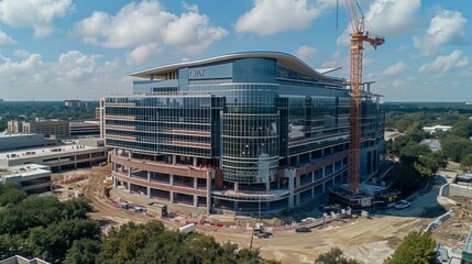 Obraz premium Thriving Regional Healthcare Center: Aerial View of Expansive Medical Facility