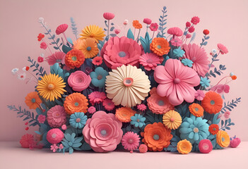 3d bouquet of flowers