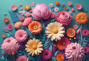 3d flower bouquet background