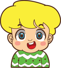 Variation of kids face from any race. Causasoid europeans race emoticon. Avatar of boy and girl kids.