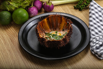 Grilled Sea Urchin with egg