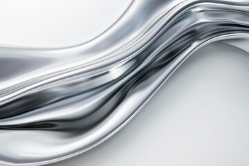 Silver wave flow, smooth and sleek metallic wave design on a white background.