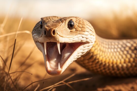 Cobra attack. snake leaping towards prey with precision and aggressive intensity