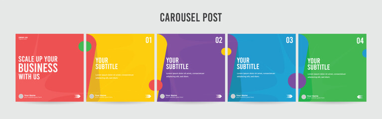 Editable Instagram Carousel Post Layout Set, Social Media Marketing microblog template design, tips & tricks linkedin post template, eps 10