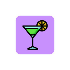 Icon of cosmopolitan cocktail. Beverage, liquor, bar. Alcohol drink concept. Can be used for topics like party, celebration, nightlife