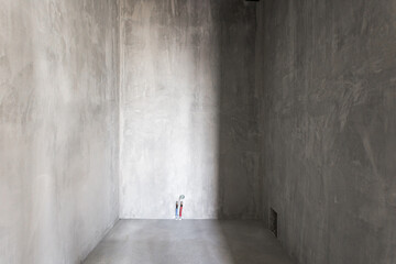 interior of the apartment without decoration in gray colors. rough finish