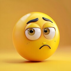 Fototapeta premium 3d sadly mood of on yellow background Generative Ai