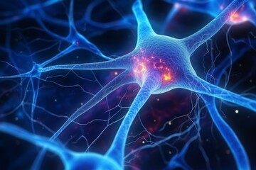 Close-up of neurons activating nerve signals in brain surgery for medical treatment