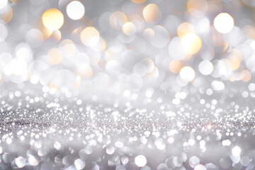 Titanium White Glitter Defocused Abstract Twinkly Lights Background, shimmering blurred lights with pure titanium white tones.