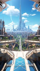 Naklejka premium futuristic city with a large central tower