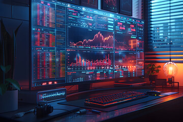 Detailed Computer Desktop with Stock Market Data