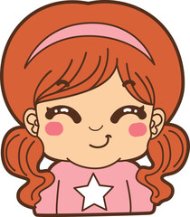 Variation of kids face from any race. Causasoid europeans race emoticon. Avatar of boy and girl kids.