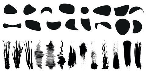 Collection of 18 blob shapes. Collection of abstract vector stains for your design. Drops differ in style.