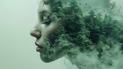 Nature's Influence: Double Exposure of Human and Forest