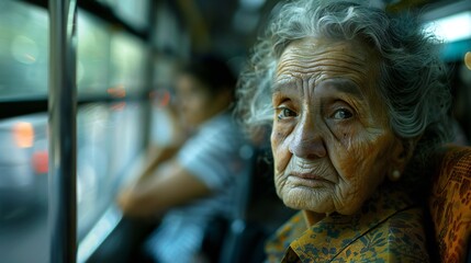 Empty Old Bus: Alone on the old bus, the old woman relives her mental health trauma.