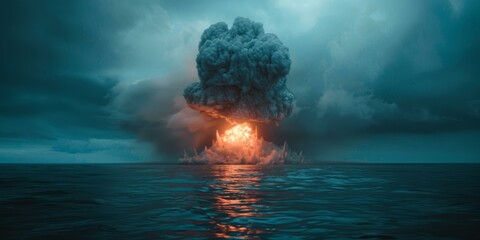A nuclear explosion over the ocean