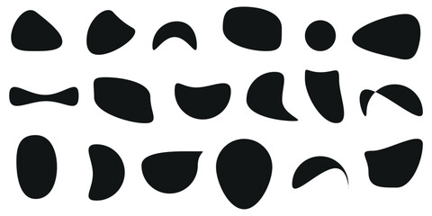 Fototapeta premium Collection of 18 blob shapes. Collection of abstract vector stains for your design. Drops differ in style.
