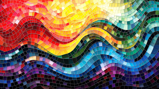 Rectangular sheets of various colors are arranged in a beautiful wavy pattern.