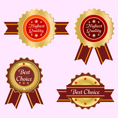 Set of Quality Badges and Labels Design Elements. Golden badge labels and laurel retro vintage collection. Emblem premium luxury logo in retro style arrows frames vector template badges collection.