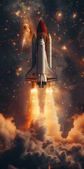 Space Shuttle Atlantis launching into space