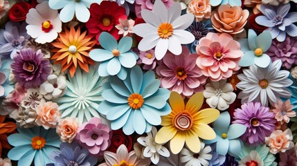 A variety of paper flowers in different colors