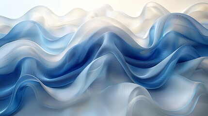 With copy space, this abstract blue white luxury fabrics wave background has a smooth liquid wave. Shining silk satin texture compliments a wallpaper, cover, header, desktop, web, or flyer design.