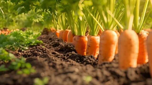 Growing carrot vegetable cultivation, organic farming gardening wide