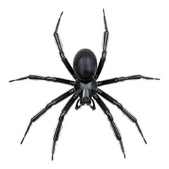 Black spider isolated on transparent background