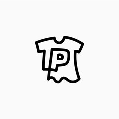 p letter kid tee tshirt apparel clothing monogram logo vector icon illustration