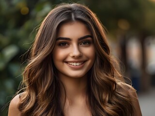 Fototapeta premium illustration of a young woman smiling face 