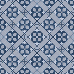 Japanese Diamond Flower Net Vector Seamless Pattern