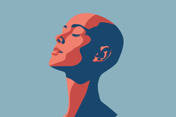 a simple flat illustration of an Head, vector graphics