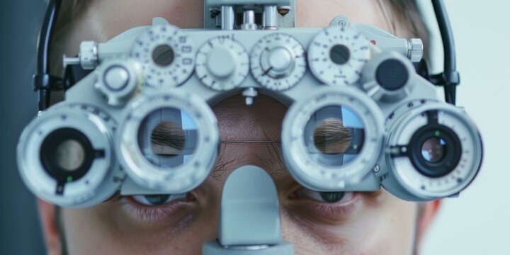 Eye examination with a phoropter machine