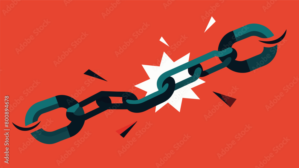 Poster a symbolic illustration of a broken chain representing the breaking of shackles and the freedom achi
