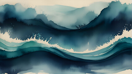abstract watercolor background with waves