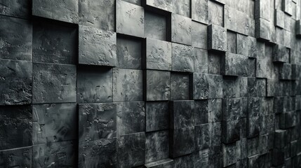 Black 3D concrete cube background texture