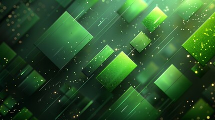 Abstract green background with glowing geometric lines. Futuristic design. Can be used for banner, brochure, cover, poster, website, flyer. Modern illustration. - obrazy, fototapety, plakaty