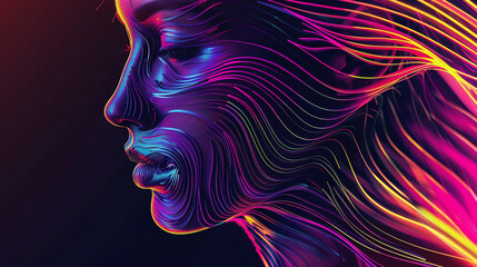 Portray the fusion of human creativity and AI innovation through vibrant gradient lines - obrazy, fototapety, plakaty