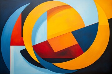 geometric abstraction with bright colors and curved lines