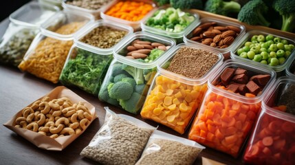 Fototapeta premium A variety of healthy food in plastic containers