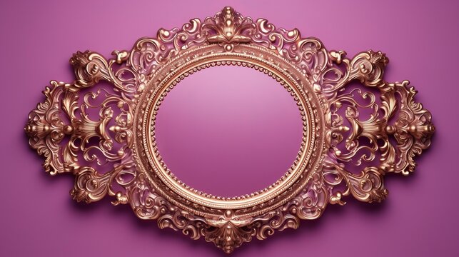ornate gold picture frame against a pink background