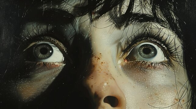 woman with a frightened look