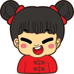 Obraz premium Variation of kids face from any race. Mongoloid race emoticon. Avatar of boy and girl kids.