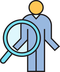 Employee and Magnifier for Recruiting Icon
