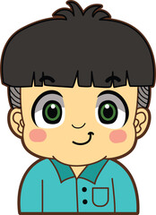 
Variation of kids face from any race. Mongoloid race emoticon. Avatar of boy and girl kids.