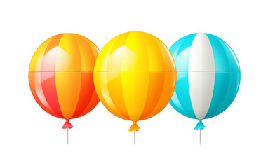 Colorful Beach Ball Balloons Isolated On Transparent Background PNG.